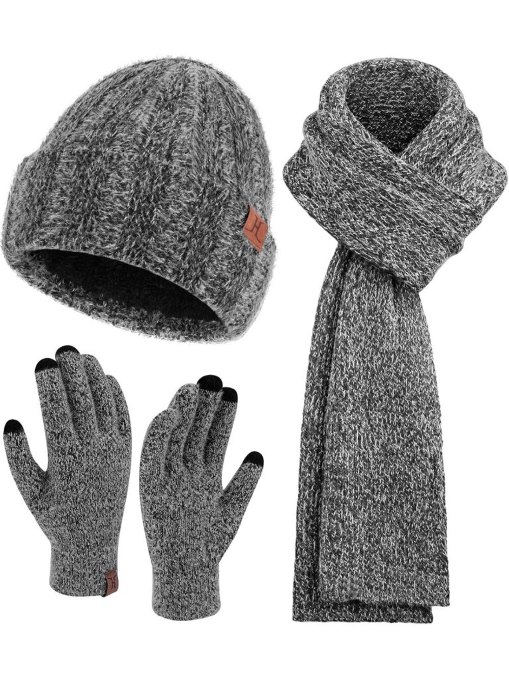 Cozy Winter Beanie Hat, Scarf & Warm Touchscreen Gloves Set for Women